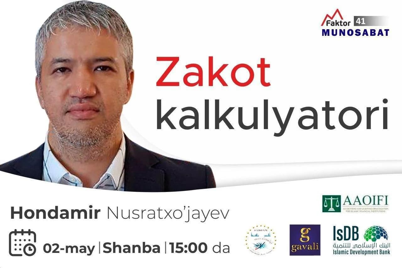 Хондамир Нусратхўжаевнинг сурати ва закот калькулятори ҳақидаги интервью эълони
